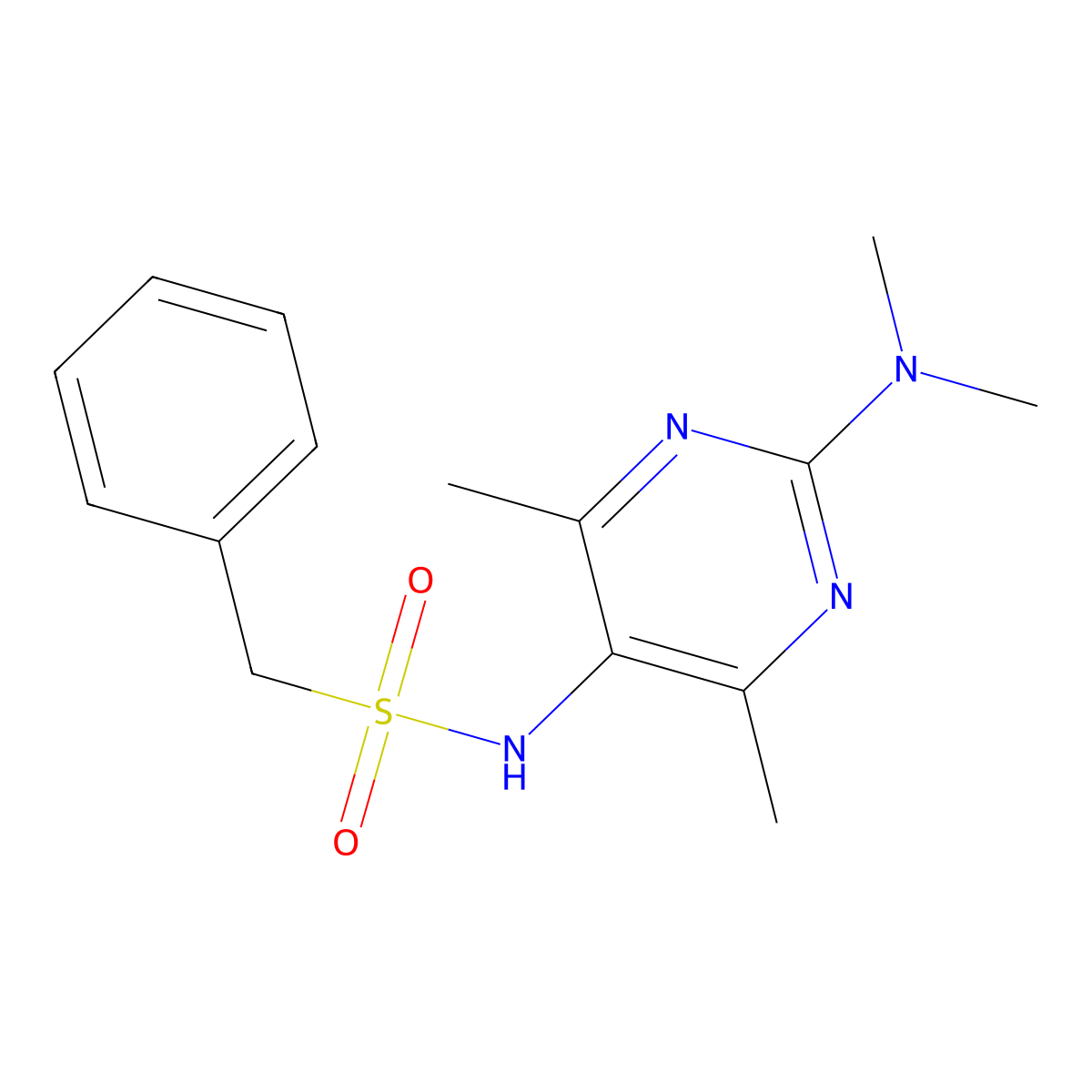 N-[2-(Dimethylamino)-4,6-dimethylpyrimidin-5-YL]-1-phenylmethanesulfonamide molecular structure, CAS 1798030-36-0