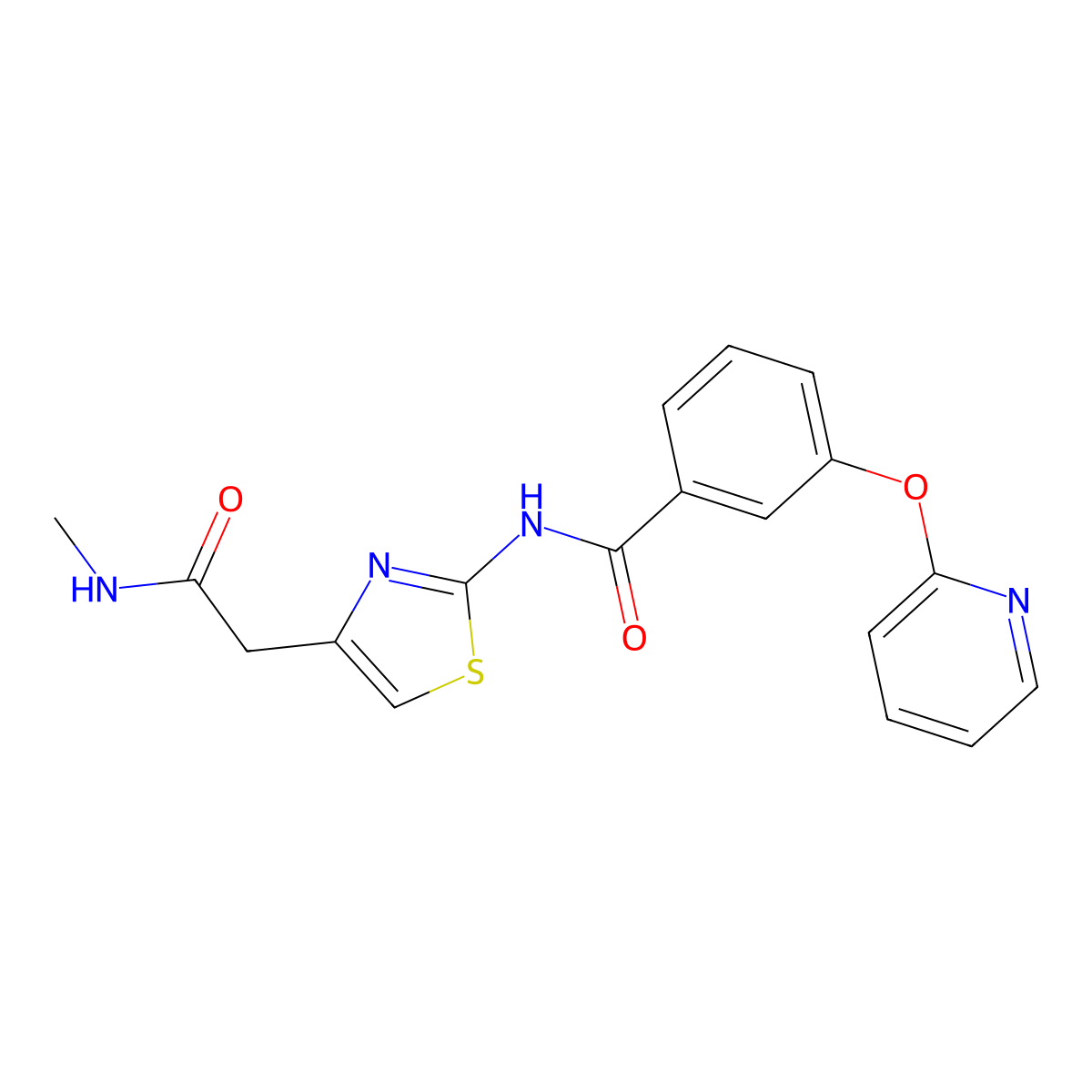 N-(4-(2-(methylamino)-2-oxoethyl)thiazol-2-yl)-3-(pyridin-2-yloxy)benzamide molecular structure, CAS 1798030-71-3