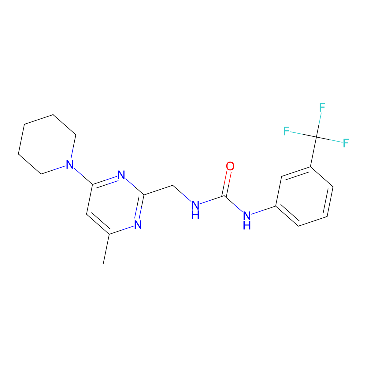 1-((4-Methyl-6-(piperidin-1-yl)pyrimidin-2-yl)methyl)-3-(3-(trifluoromethyl)phenyl)urea molecular structure, CAS 1798031-03-4