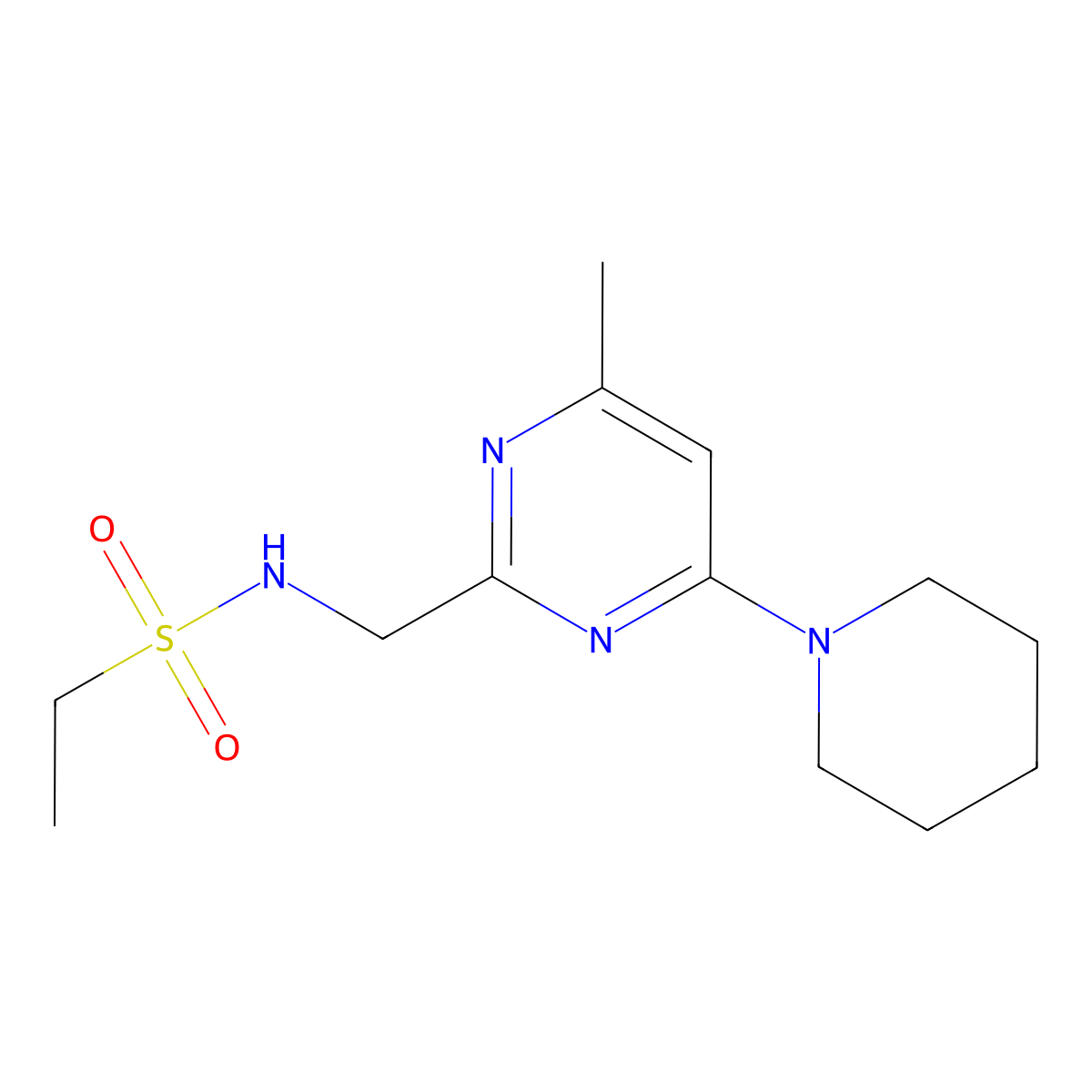N-((4-methyl-6-(piperidin-1-yl)pyrimidin-2-yl)methyl)ethanesulfonamide molecular structure, CAS 1798031-09-0