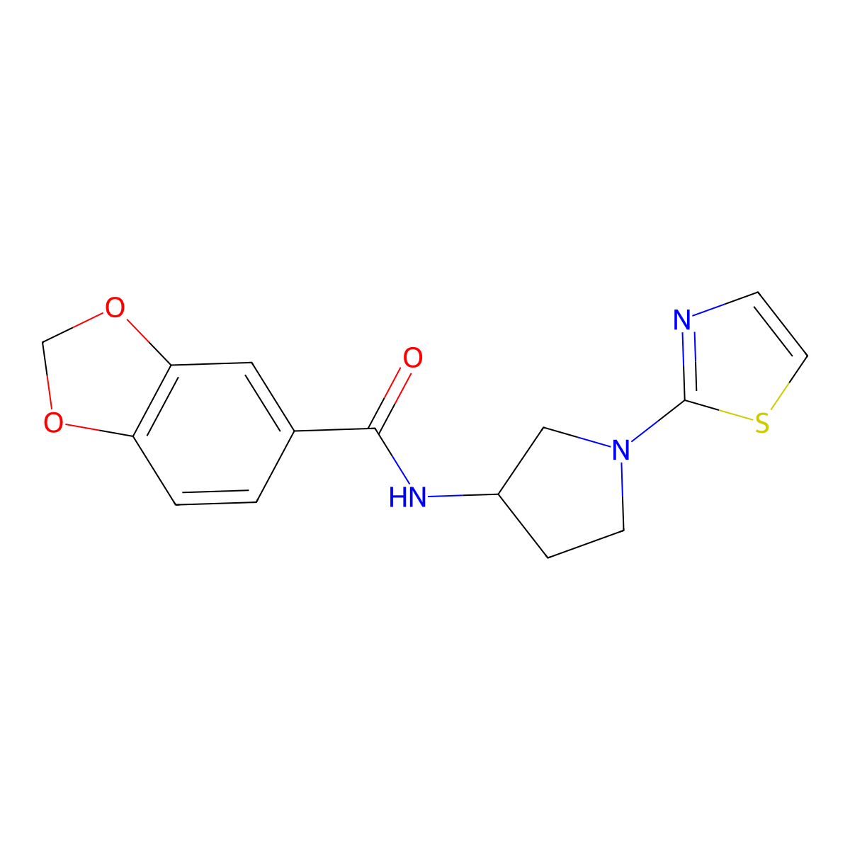 N-(1-(thiazol-2-yl)pyrrolidin-3-yl)benzo[d][1,3]dioxole-5-carboxamide molecular structure, CAS 1798031-17-0