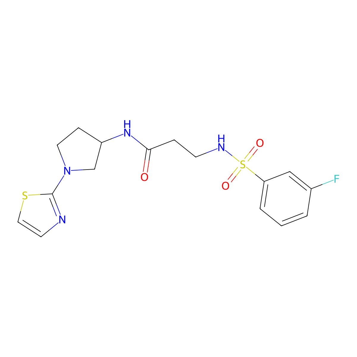 3-(3-fluorophenylsulfonamido)-N-(1-(thiazol-2-yl)pyrrolidin-3-yl)propanamide molecular structure, CAS 1798031-74-9