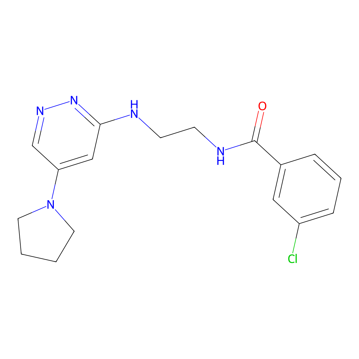 3-Chloro-N-(2-{[5-(pyrrolidin-1-YL)pyridazin-3-YL]amino}ethyl)benzamide molecular structure, CAS 1798032-05-9