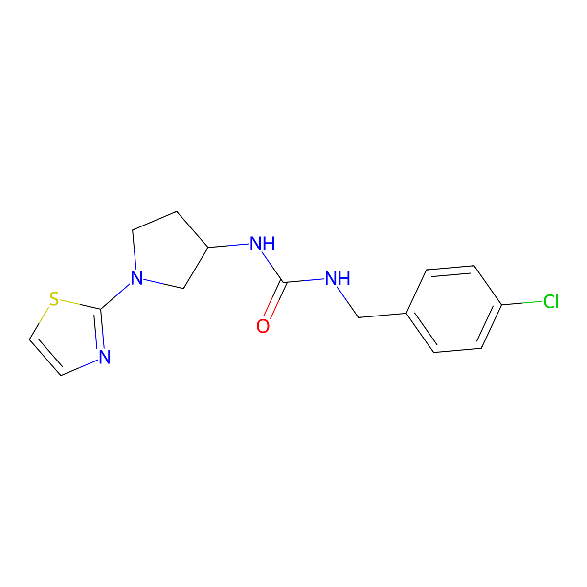 1-(4-Chlorobenzyl)-3-(1-(thiazol-2-yl)pyrrolidin-3-yl)urea molecular structure, CAS 1798032-10-6