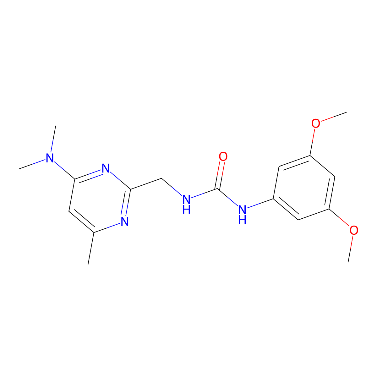 1-(3,5-Dimethoxyphenyl)-3-{[4-(dimethylamino)-6-methylpyrimidin-2-yl]methyl}urea molecular structure, CAS 1798032-36-6
