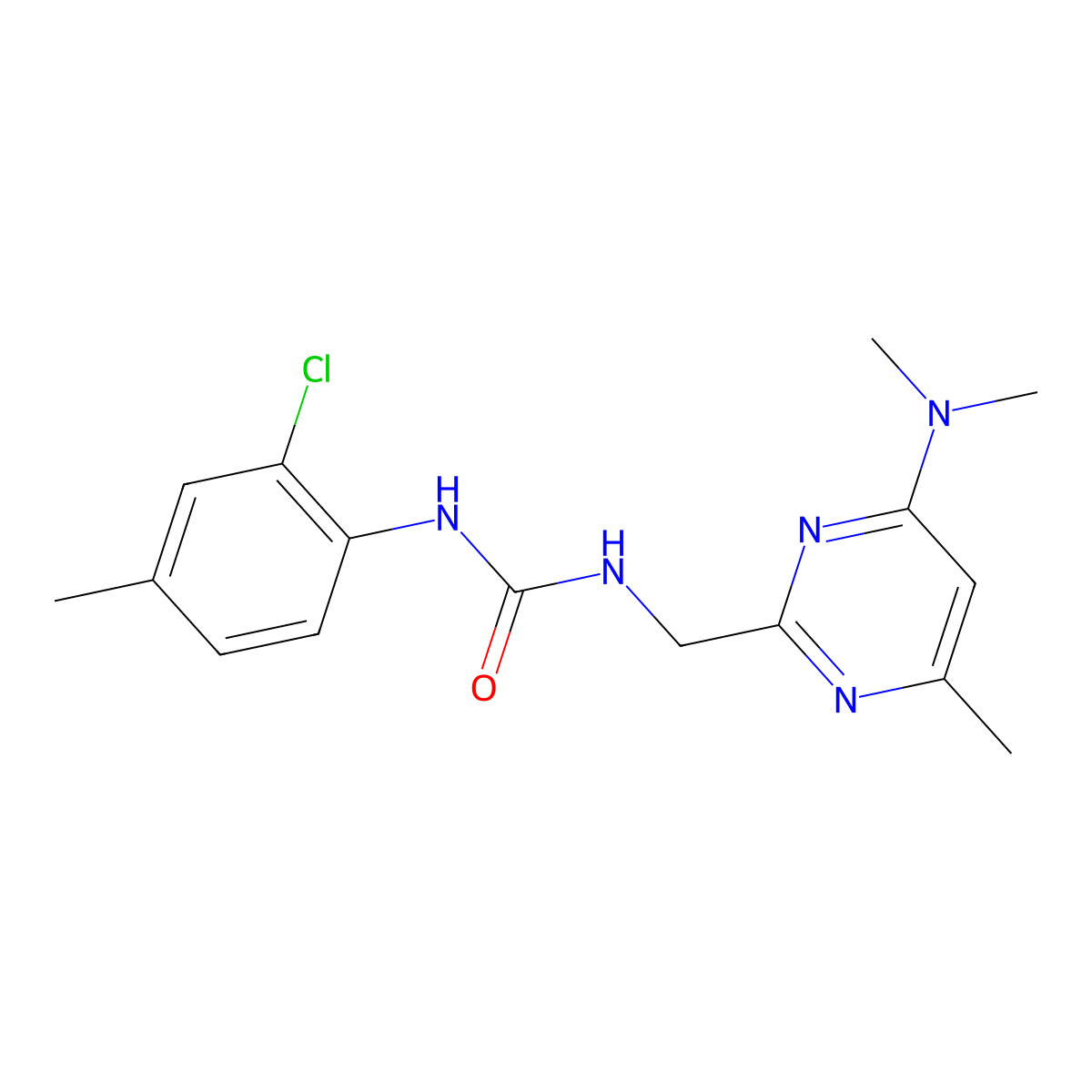 1-(2-Chloro-4-methylphenyl)-3-{[4-(dimethylamino)-6-methylpyrimidin-2-yl]methyl}urea molecular structure, CAS 1798032-42-4