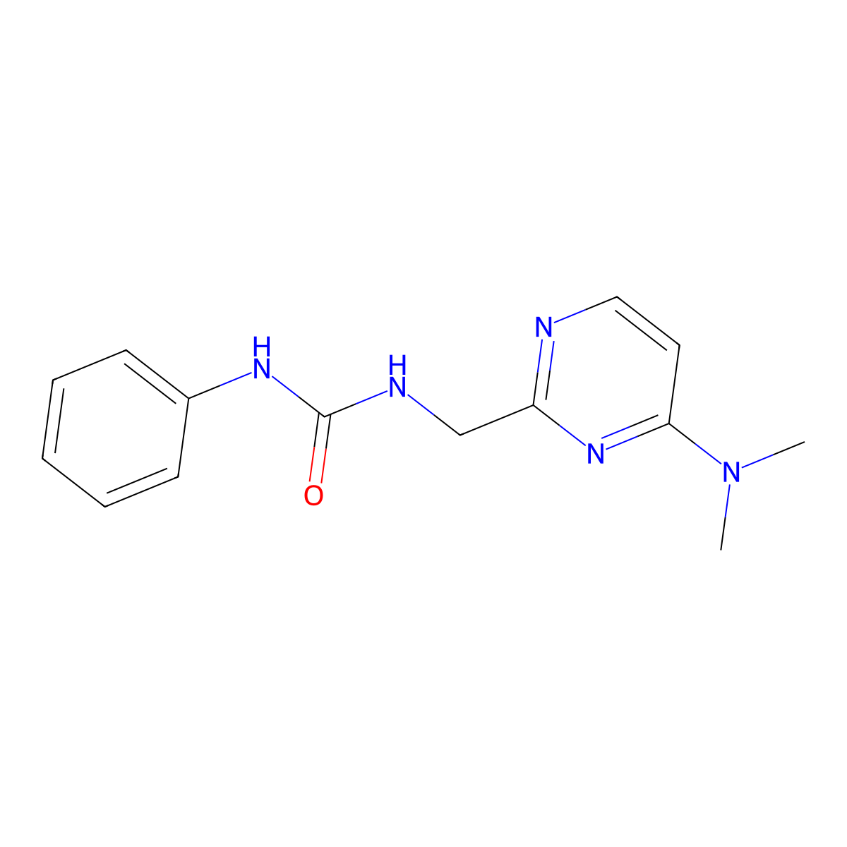 1-((4-(Dimethylamino)pyrimidin-2-yl)methyl)-3-phenylurea molecular structure, CAS 1798032-84-4
