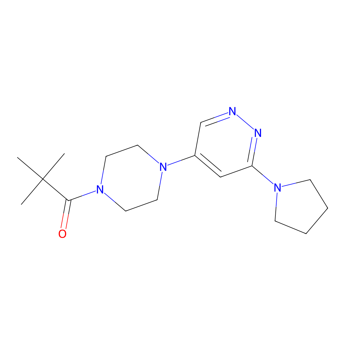2,2-Dimethyl-1-(4-(6-(pyrrolidin-1-yl)pyridazin-4-yl)piperazin-1-yl)propan-1-one molecular structure, CAS 1798033-04-1