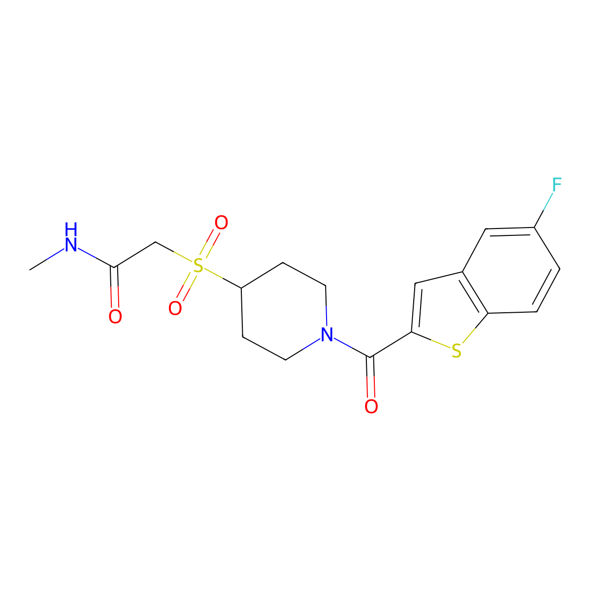 2-((1-(5-fluorobenzo[b]thiophene-2-carbonyl)piperidin-4-yl)sulfonyl)-N-methylacetamide molecular structure, CAS 1798033-92-7