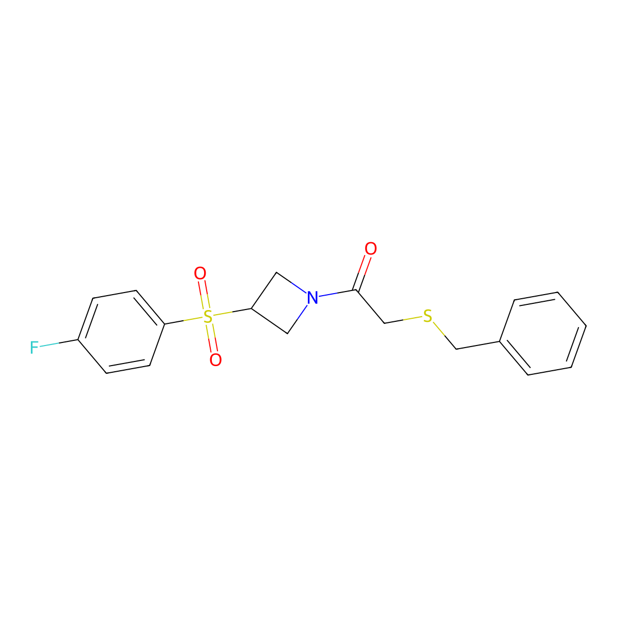 2-(Benzylthio)-1-(3-((4-fluorophenyl)sulfonyl)azetidin-1-yl)ethanone molecular structure, CAS 1798034-06-6