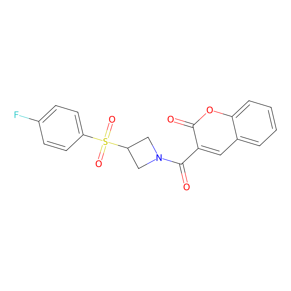 3-(3-((4-fluorophenyl)sulfonyl)azetidine-1-carbonyl)-2H-chromen-2-one molecular structure, CAS 1798034-16-8