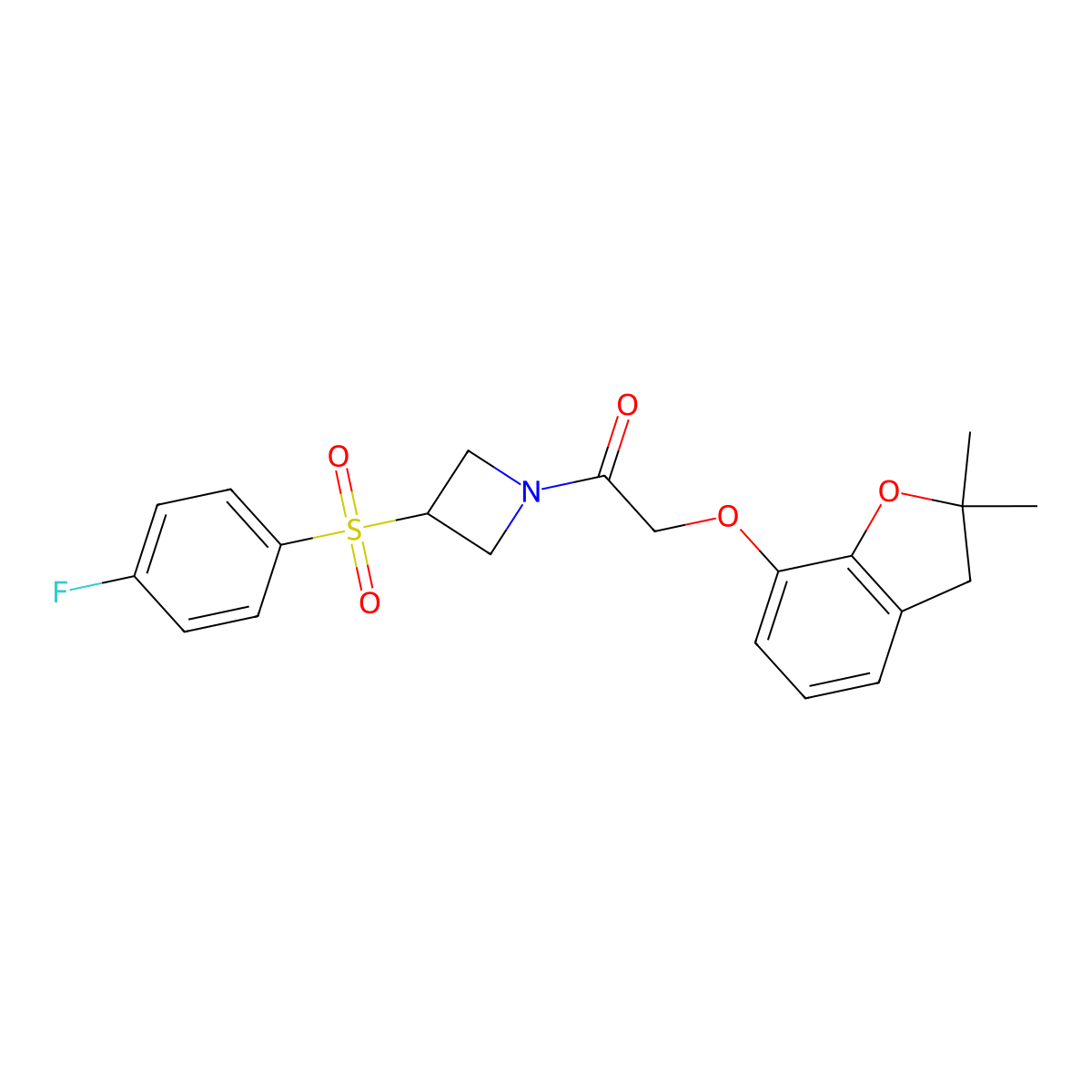 2-((2,2-Dimethyl-2,3-dihydrobenzofuran-7-yl)oxy)-1-(3-((4-fluorophenyl)sulfonyl)azetidin-1-yl)ethanone molecular structure, CAS 1798034-22-6