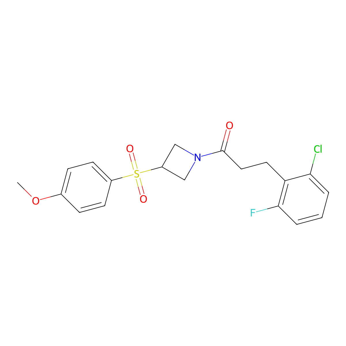 3-(2-Chloro-6-fluorophenyl)-1-(3-((4-methoxyphenyl)sulfonyl)azetidin-1-yl)propan-1-one molecular structure, CAS 1798034-39-5