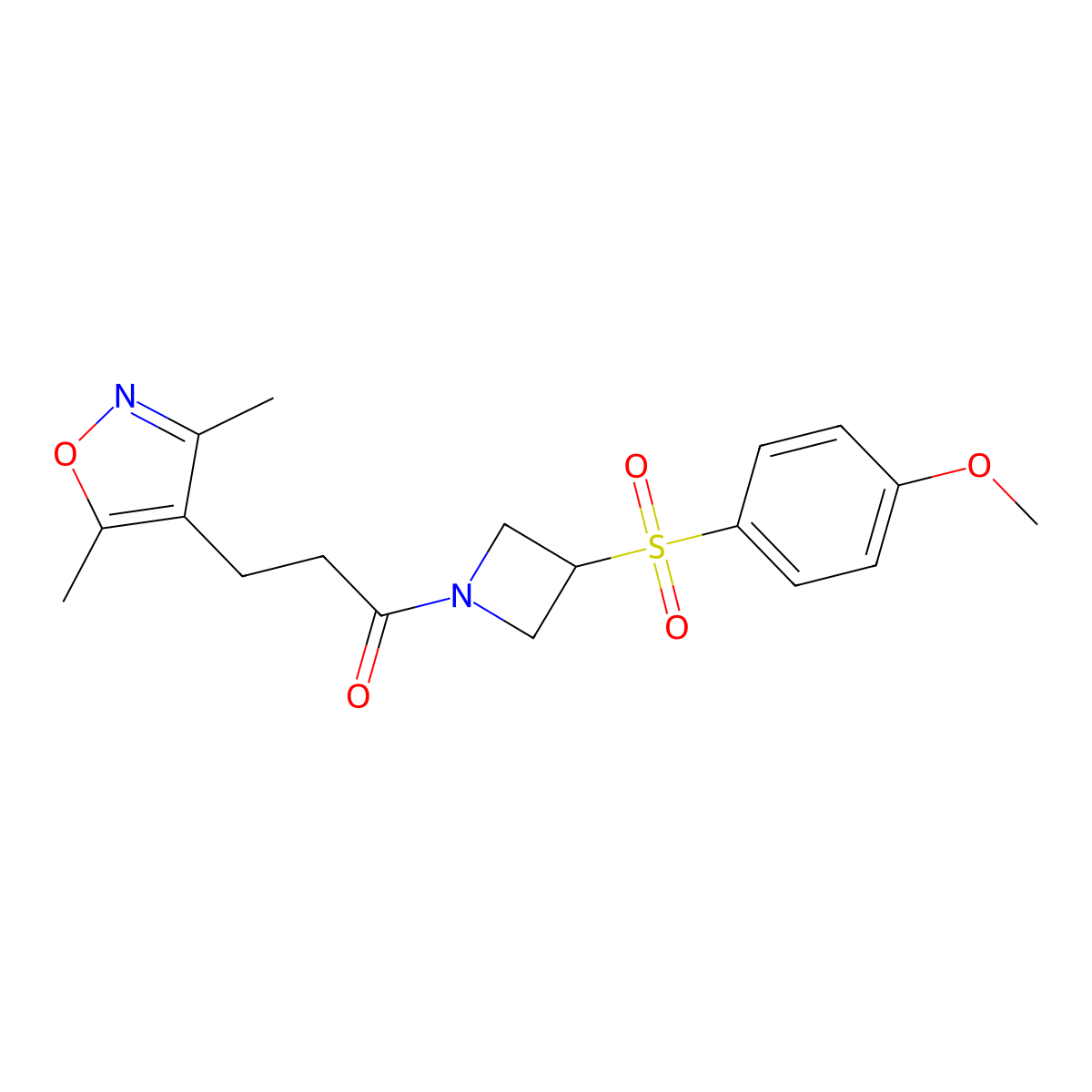 3-(3,5-Dimethylisoxazol-4-yl)-1-(3-((4-methoxyphenyl)sulfonyl)azetidin-1-yl)propan-1-one molecular structure, CAS 1798034-45-3