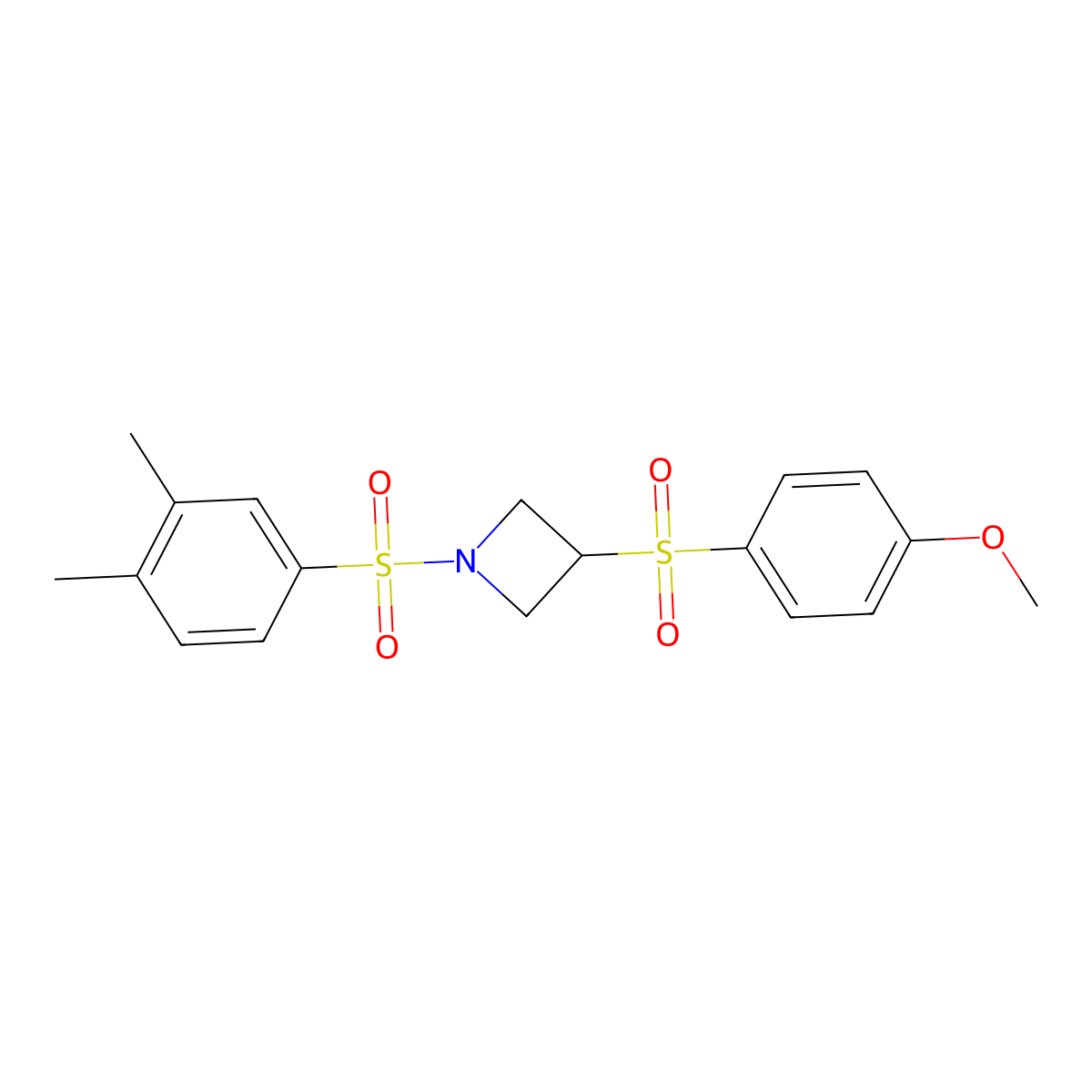1-((3,4-Dimethylphenyl)sulfonyl)-3-((4-methoxyphenyl)sulfonyl)azetidine molecular structure, CAS 1798034-49-7