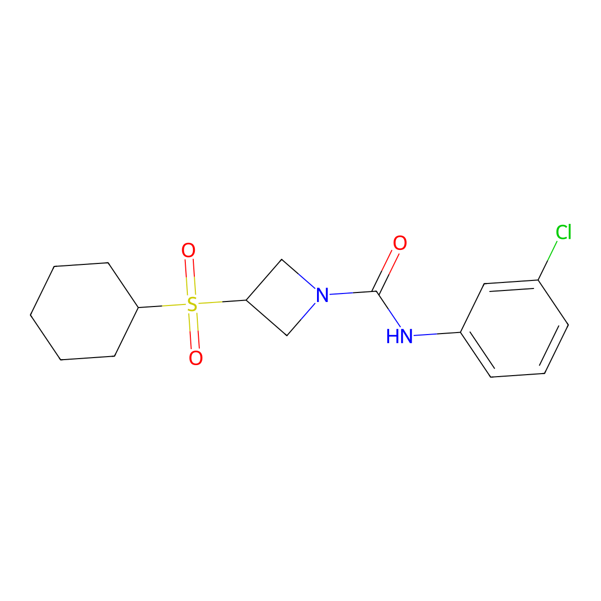 N-(3-chlorophenyl)-3-(cyclohexylsulfonyl)azetidine-1-carboxamide molecular structure, CAS 1798034-62-4