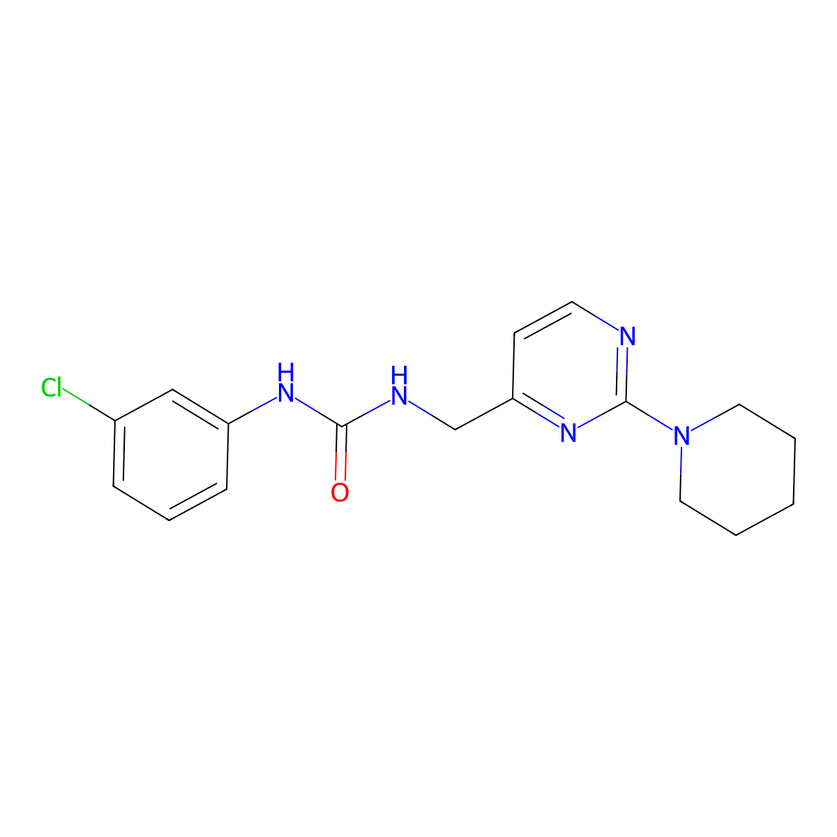 1-(3-Chlorophenyl)-3-{[2-(piperidin-1-yl)pyrimidin-4-yl]methyl}urea molecular structure, CAS 1798034-84-0