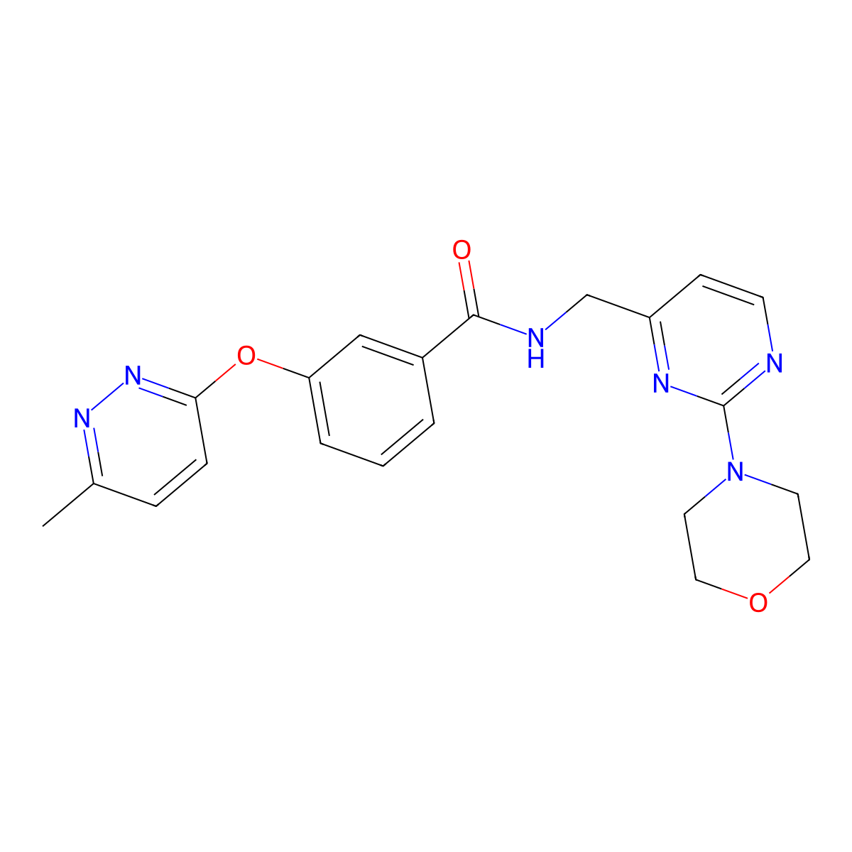 3-((6-methylpyridazin-3-yl)oxy)-N-((2-morpholinopyrimidin-4-yl)methyl)benzamide molecular structure, CAS 1798034-95-3