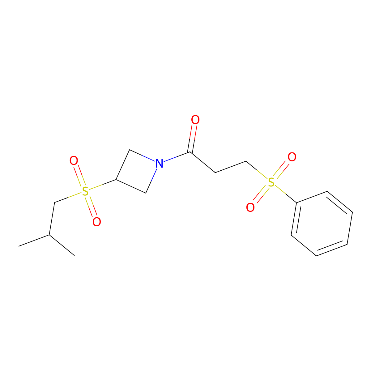 1-(3-(Isobutylsulfonyl)azetidin-1-yl)-3-(phenylsulfonyl)propan-1-one molecular structure, CAS 1798034-99-7