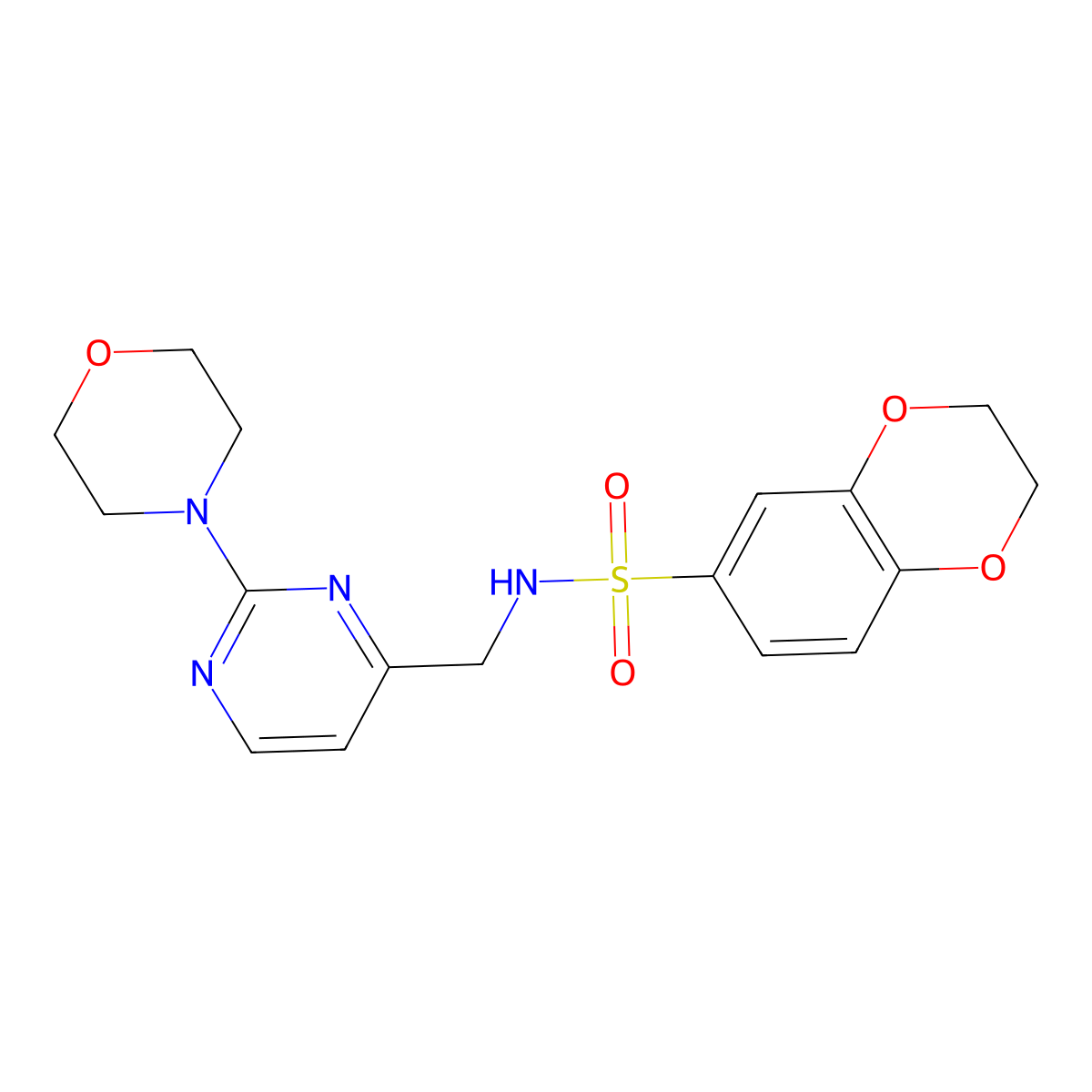 N-((2-morpholinopyrimidin-4-yl)methyl)-2,3-dihydrobenzo[b][1,4]dioxine-6-sulfonamide molecular structure, CAS 1798035-01-4