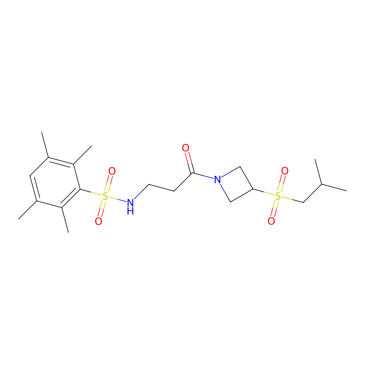 N-(3-(3-(isobutylsulfonyl)azetidin-1-yl)-3-oxopropyl)-2,3,5,6-tetramethylbenzenesulfonamide molecular structure, CAS 1798035-11-6