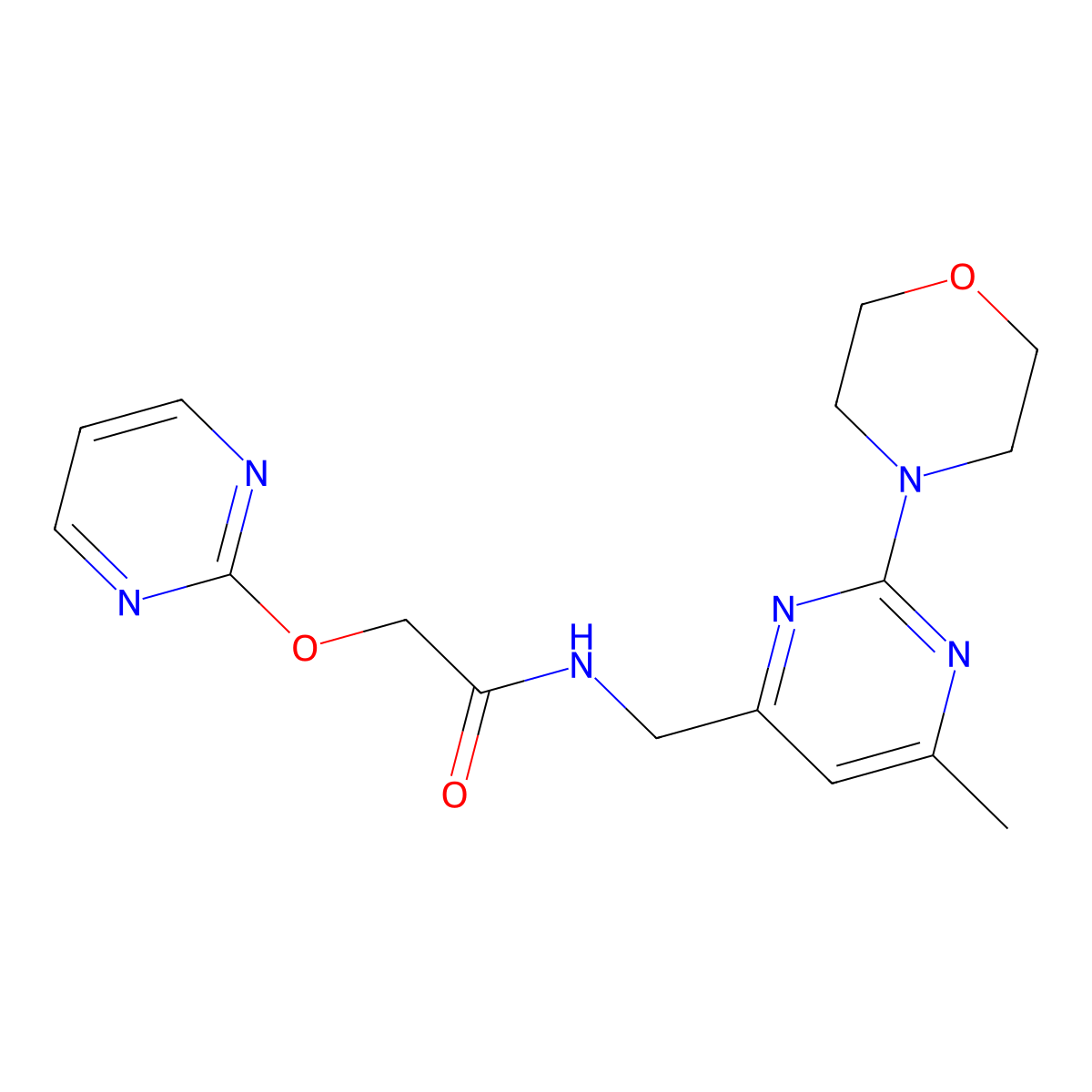 N-((6-methyl-2-morpholinopyrimidin-4-yl)methyl)-2-(pyrimidin-2-yloxy)acetamide molecular structure, CAS 1798035-18-3