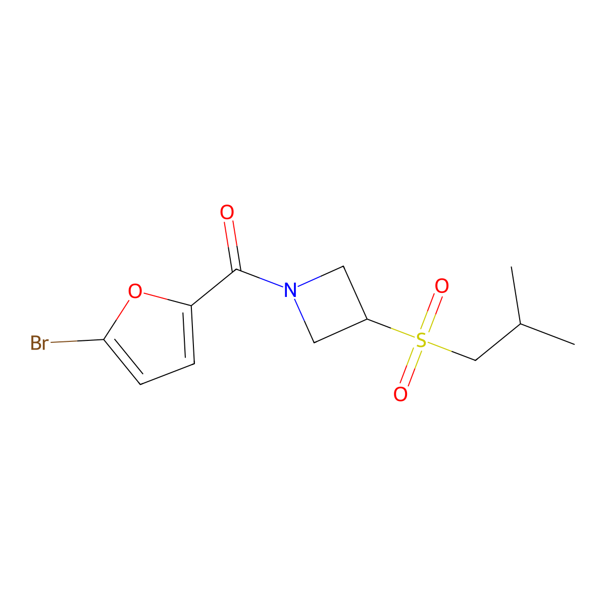 (5-Bromofuran-2-yl)(3-(isobutylsulfonyl)azetidin-1-yl)methanone molecular structure, CAS 1798035-37-6