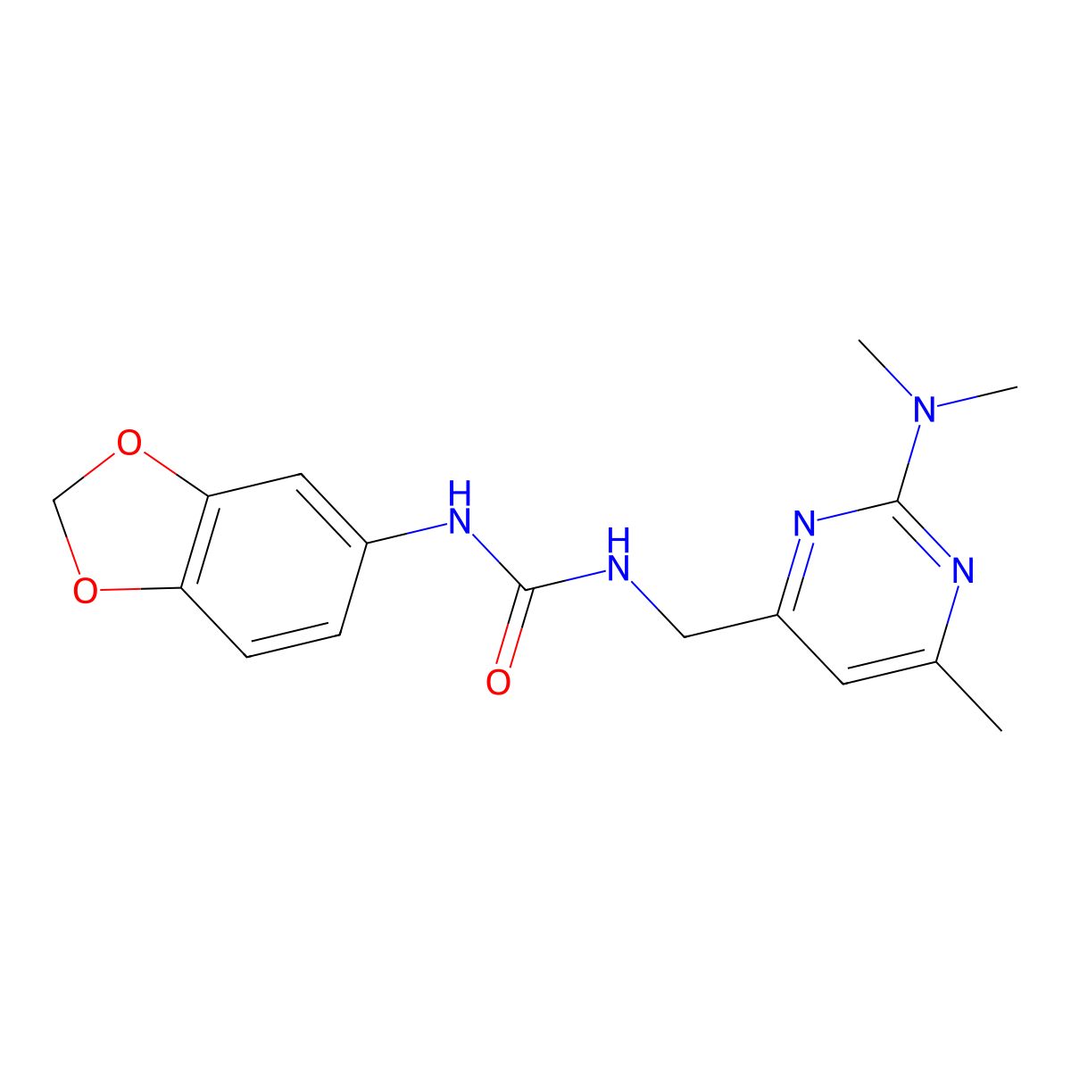 1-(Benzo[d][1,3]dioxol-5-yl)-3-((2-(dimethylamino)-6-methylpyrimidin-4-yl)methyl)urea molecular structure, CAS 1798035-47-8