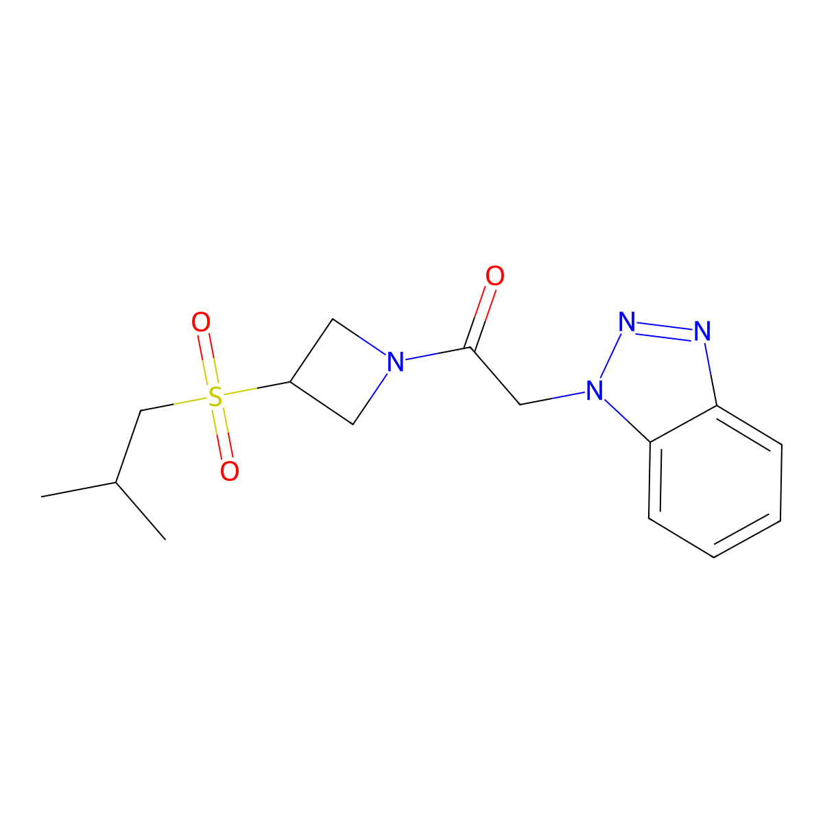 2-(1H-benzo[d][1,2,3]triazol-1-yl)-1-(3-(isobutylsulfonyl)azetidin-1-yl)ethanone molecular structure, CAS 1798035-50-3