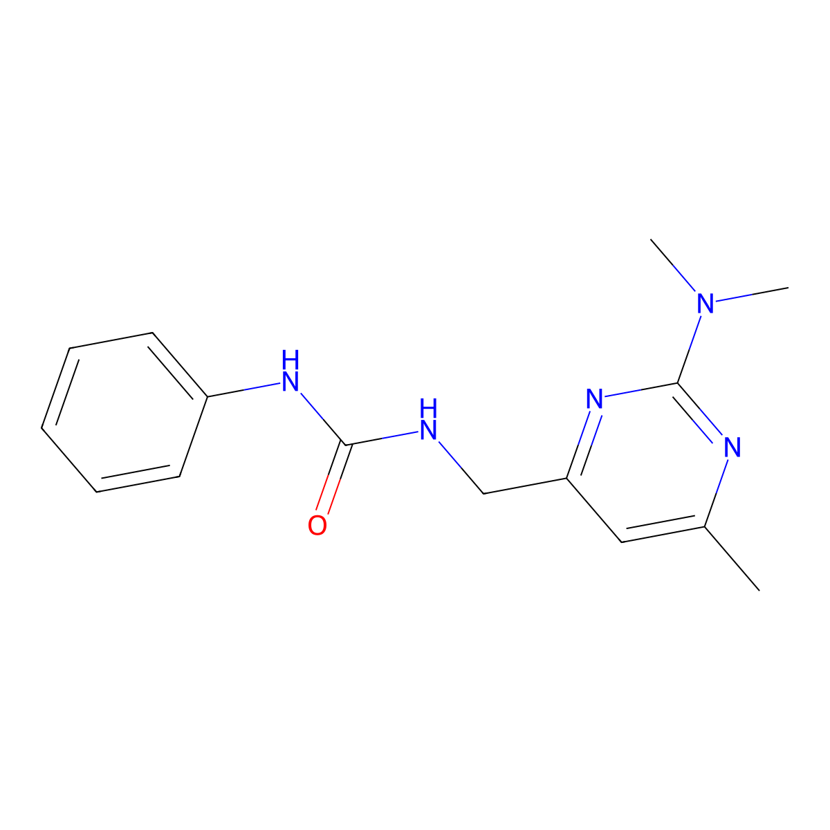 1-((2-(Dimethylamino)-6-methylpyrimidin-4-yl)methyl)-3-phenylurea molecular structure, CAS 1798035-53-6