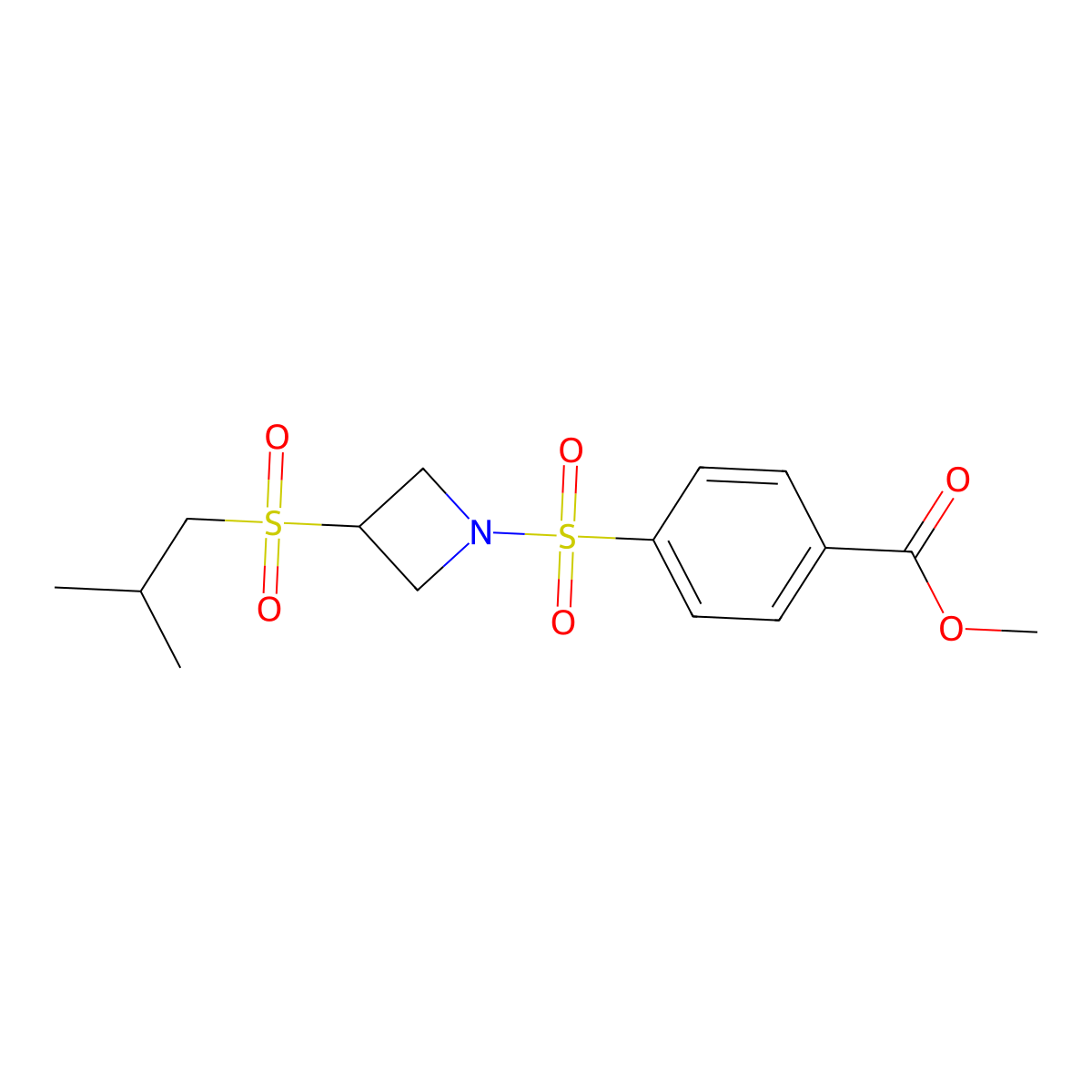 Methyl 4-((3-(isobutylsulfonyl)azetidin-1-yl)sulfonyl)benzoate molecular structure, CAS 1798035-61-6