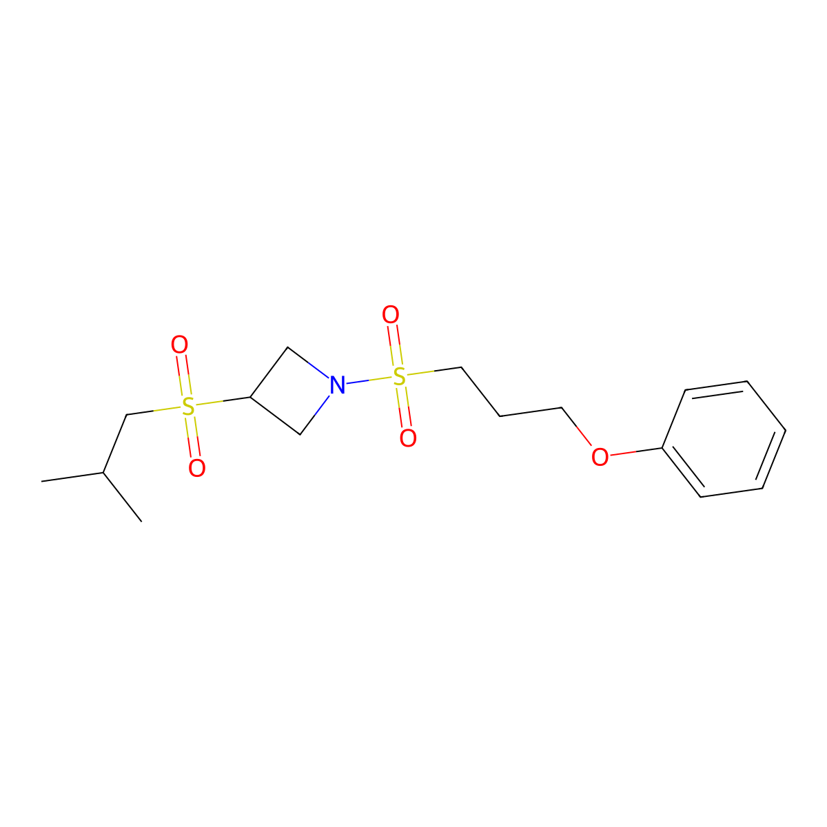 3-(Isobutylsulfonyl)-1-((3-phenoxypropyl)sulfonyl)azetidine molecular structure, CAS 1798035-85-4