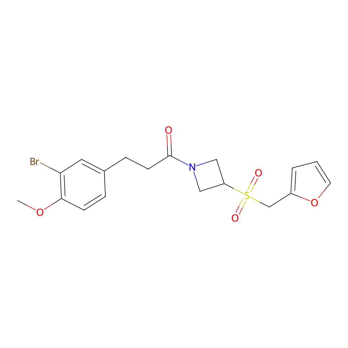 3-(3-Bromo-4-methoxyphenyl)-1-(3-((furan-2-ylmethyl)sulfonyl)azetidin-1-yl)propan-1-one molecular structure, CAS 1798036-22-2
