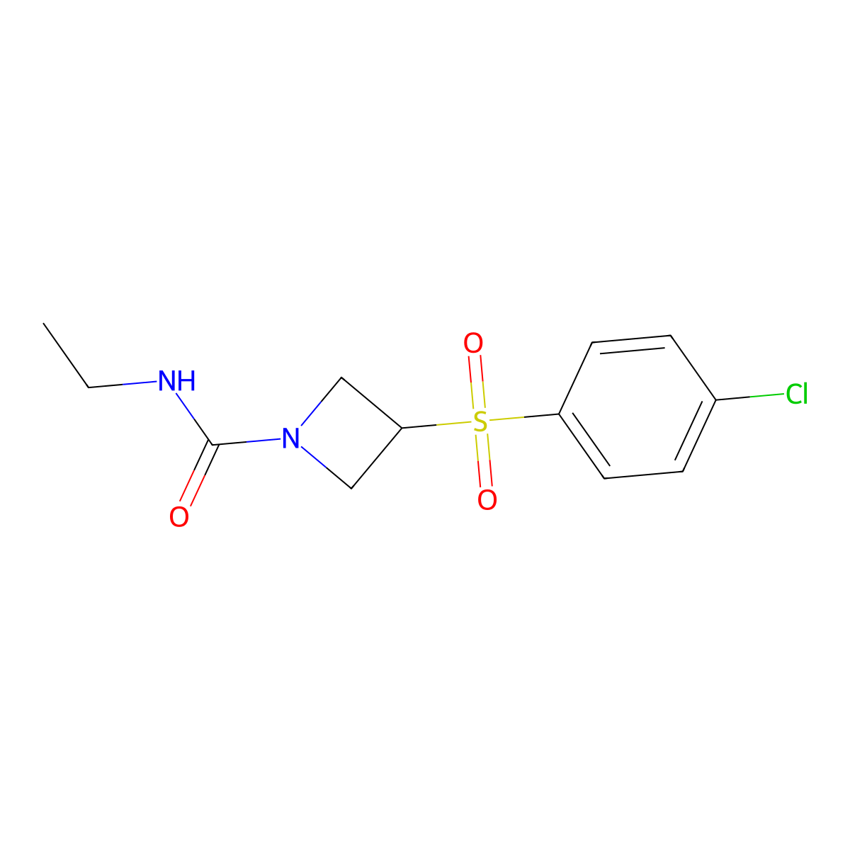 3-((4-chlorophenyl)sulfonyl)-N-ethylazetidine-1-carboxamide molecular structure, CAS 1798036-62-0