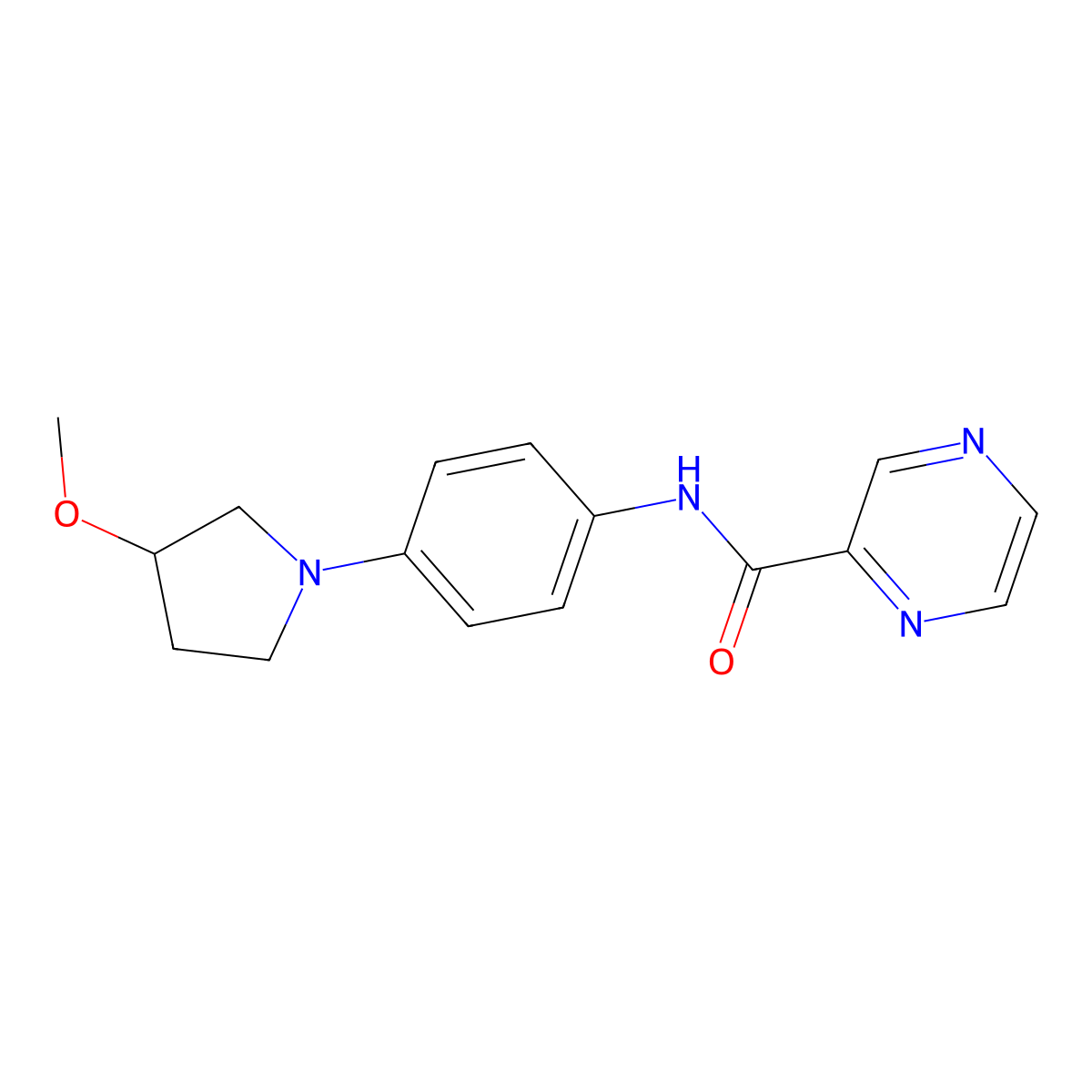 N-(4-(3-methoxypyrrolidin-1-yl)phenyl)pyrazine-2-carboxamide molecular structure, CAS 1798036-69-7