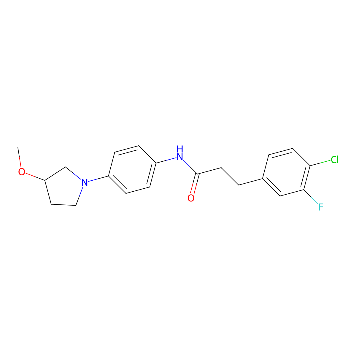 3-(4-Chloro-3-fluorophenyl)-N-[4-(3-methoxypyrrolidin-1-YL)phenyl]propanamide molecular structure, CAS 1798036-96-0