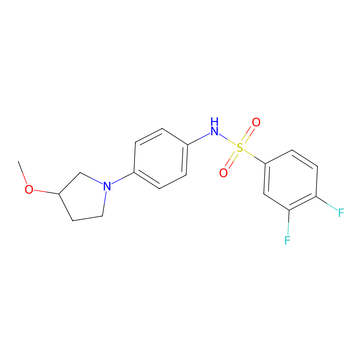 3,4-difluoro-N-(4-(3-methoxypyrrolidin-1-yl)phenyl)benzenesulfonamide molecular structure, CAS 1798037-17-8
