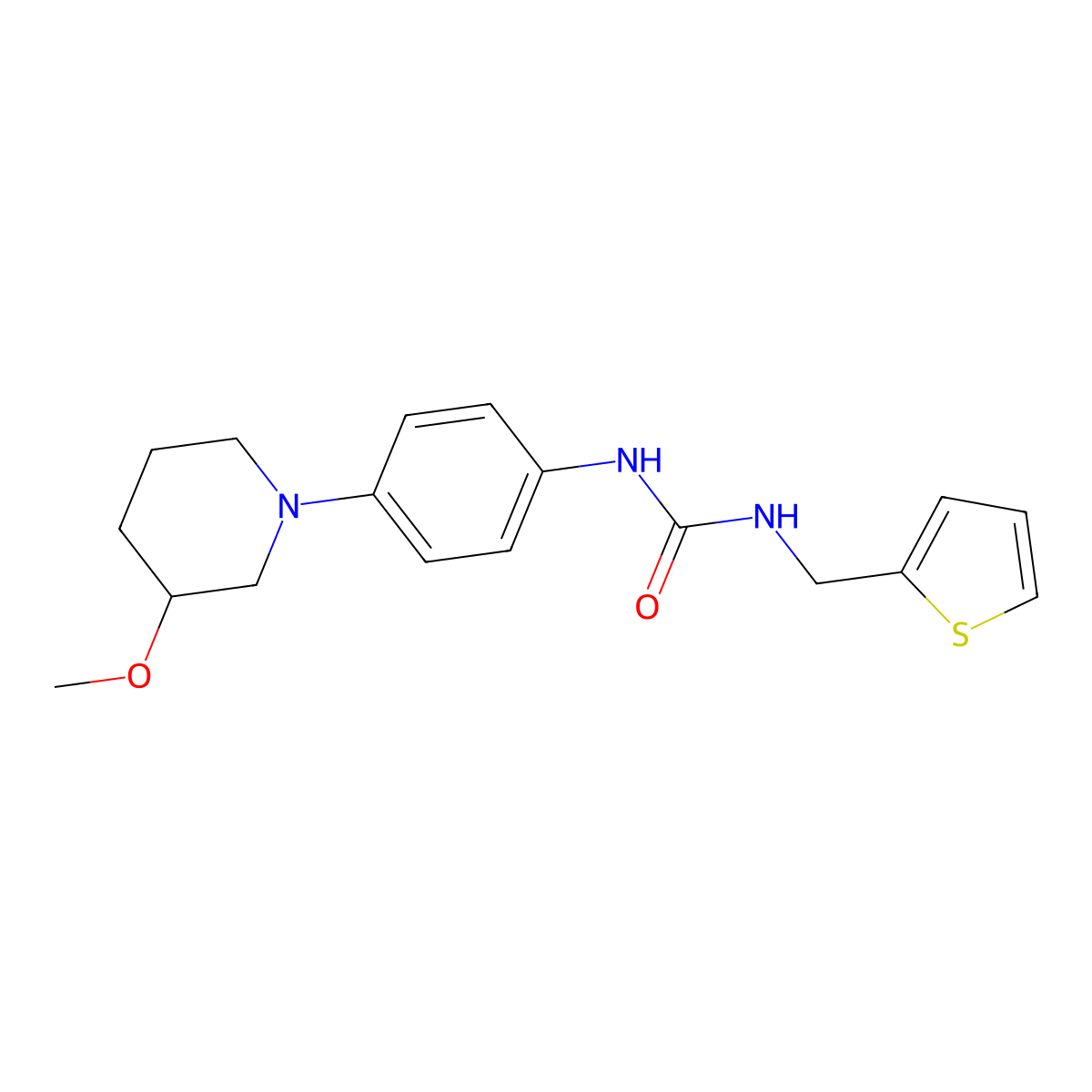 1-(4-(3-Methoxypiperidin-1-yl)phenyl)-3-(thiophen-2-ylmethyl)urea molecular structure, CAS 1798037-64-5