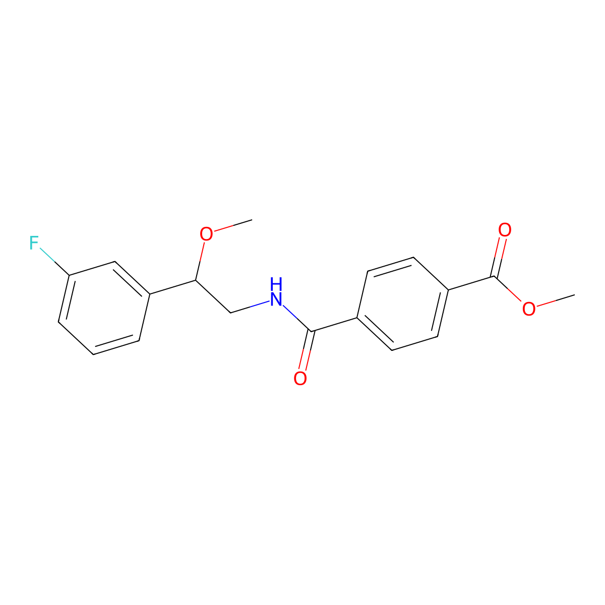 Methyl 4-((2-(3-fluorophenyl)-2-methoxyethyl)carbamoyl)benzoate molecular structure, CAS 1798037-94-1