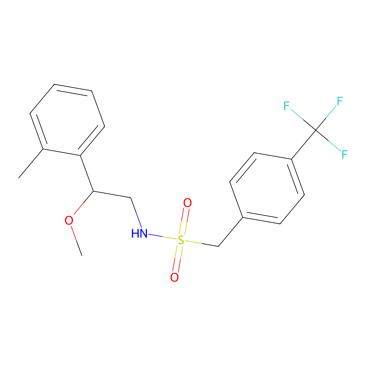 N-(2-methoxy-2-(o-tolyl)ethyl)-1-(4-(trifluoromethyl)phenyl)methanesulfonamide molecular structure, CAS 1798038-45-5