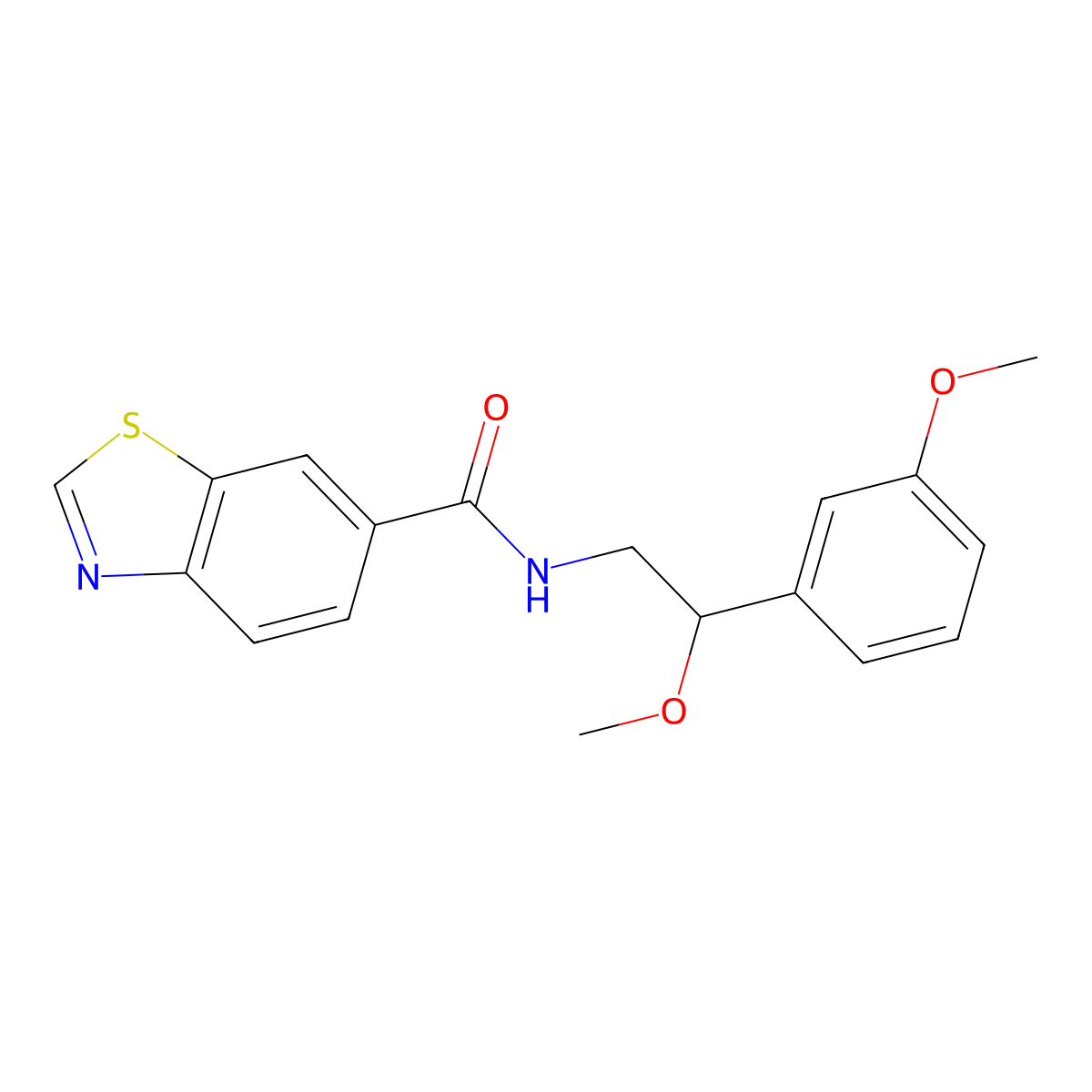 N-(2-methoxy-2-(3-methoxyphenyl)ethyl)benzo[d]thiazole-6-carboxamide molecular structure, CAS 1798038-61-5