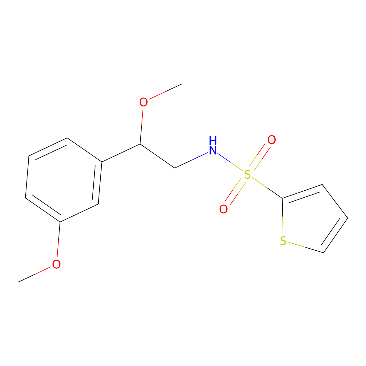 N-[2-methoxy-2-(3-methoxyphenyl)ethyl]thiophene-2-sulfonamide molecular structure, CAS 1798038-71-7