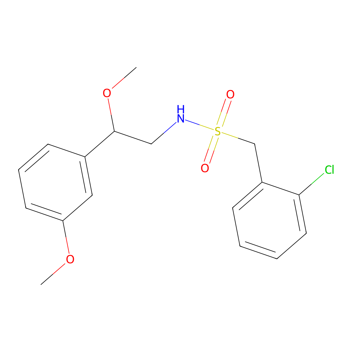 1-(2-chlorophenyl)-N-[2-methoxy-2-(3-methoxyphenyl)ethyl]methanesulfonamide molecular structure, CAS 1798038-80-8