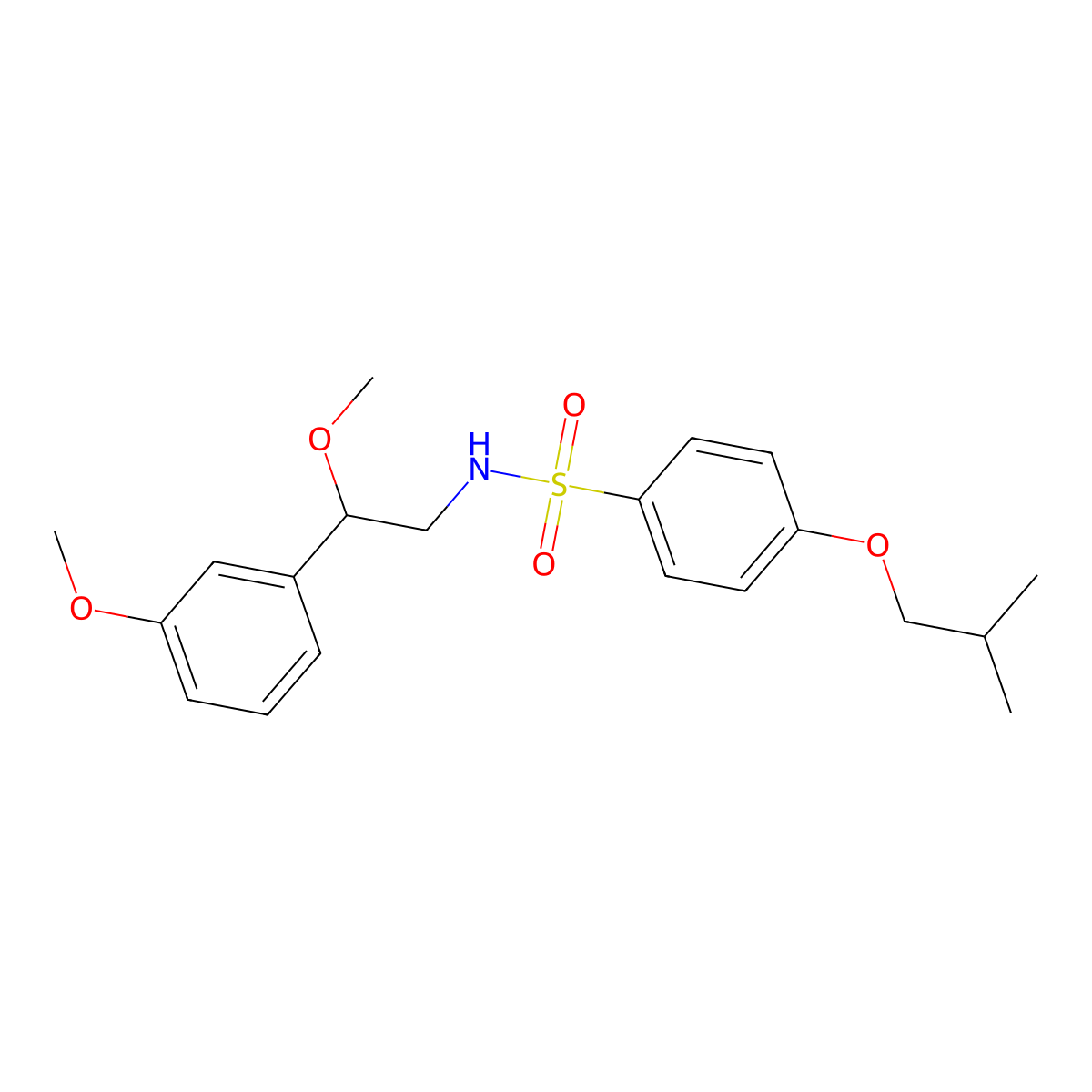 4-isobutoxy-N-(2-methoxy-2-(3-methoxyphenyl)ethyl)benzenesulfonamide molecular structure, CAS 1798038-86-4