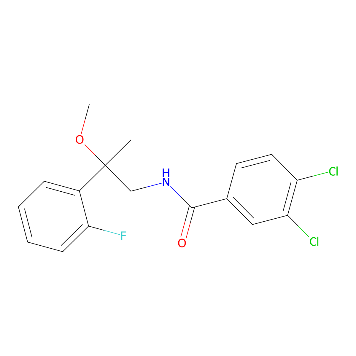 3,4-Dichloro-N-[2-(2-fluorophenyl)-2-methoxypropyl]benzamide molecular structure, CAS 1798039-12-9