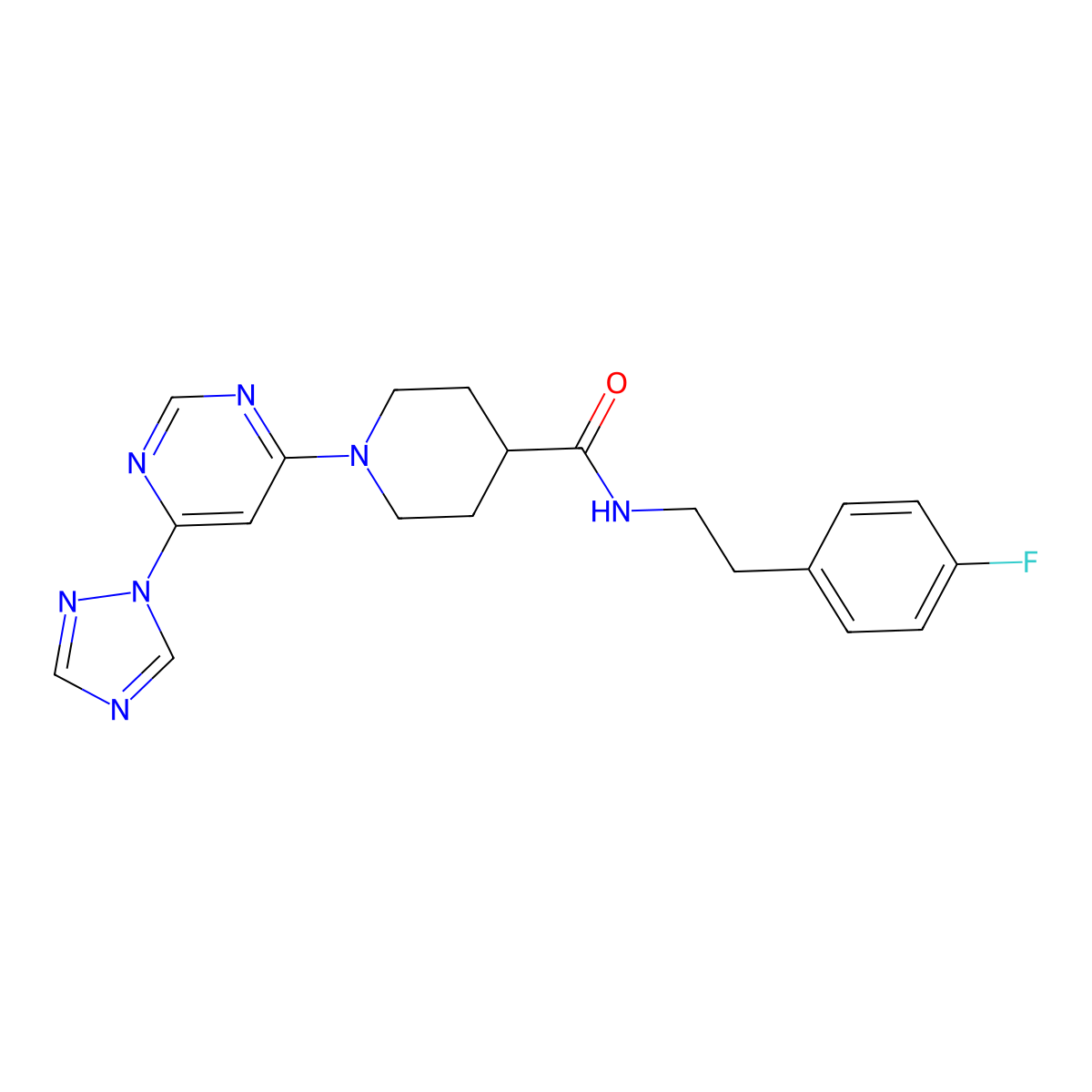 1-(6-(1H-1,2,4-triazol-1-yl)pyrimidin-4-yl)-N-(4-fluorophenethyl)piperidine-4-carboxamide molecular structure, CAS 1798039-94-7
