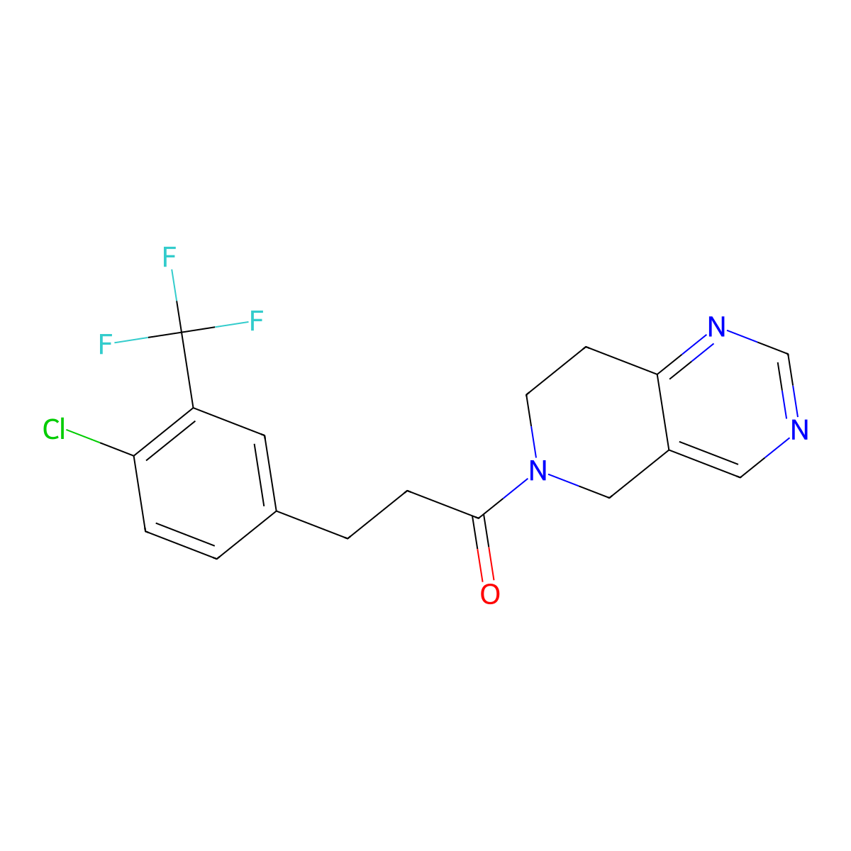 3-(4-chloro-3-(trifluoromethyl)phenyl)-1-(7,8-dihydropyrido[4,3-d]pyrimidin-6(5H)-yl)propan-1-one molecular structure, CAS 1798040-04-6