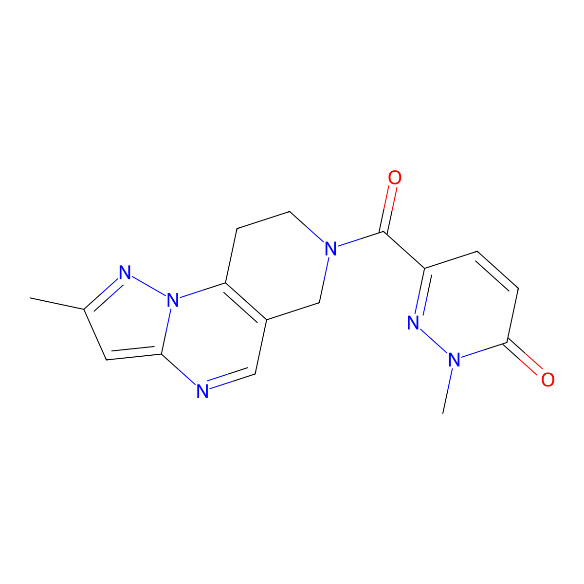 2-methyl-6-(2-methyl-6,7,8,9-tetrahydropyrazolo[1,5-a]pyrido[3,4-e]pyrimidine-7-carbonyl)pyridazin-3(2H)-one molecular structure, CAS 1798040-39-7