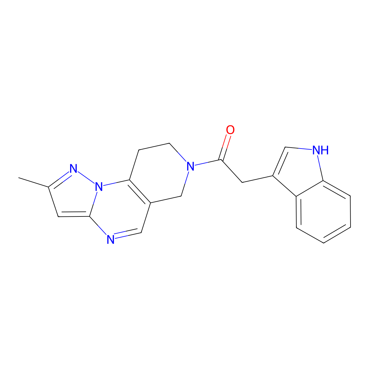 2-(1H-indol-3-yl)-1-{4-methyl-2,3,7,11-tetraazatricyclo[7.4.0.0^{2,6}]trideca-1(9),3,5,7-tetraen-11-yl}ethan-1-one molecular structure, CAS 1798040-49-9