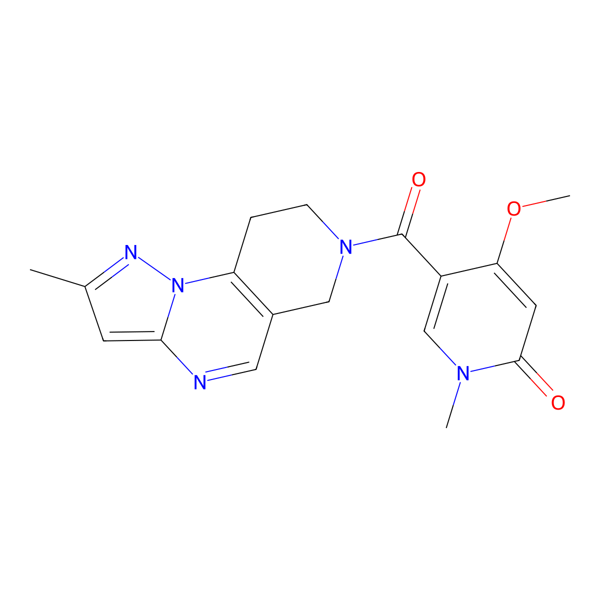 4-Methoxy-1-methyl-5-{4-methyl-2,3,7,11-tetraazatricyclo[7.4.0.0^{2,6}]trideca-1(9),3,5,7-tetraene-11-carbonyl}-1,2-dihydropyridin-2-one molecular structure, CAS 1798040-67-1